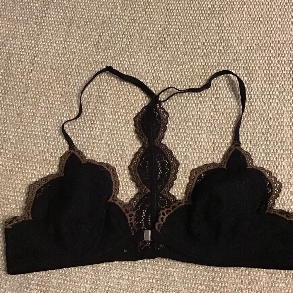 Free People Black and Brown Lace Bralette